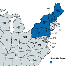 NE Map of Mullally Brothers service area