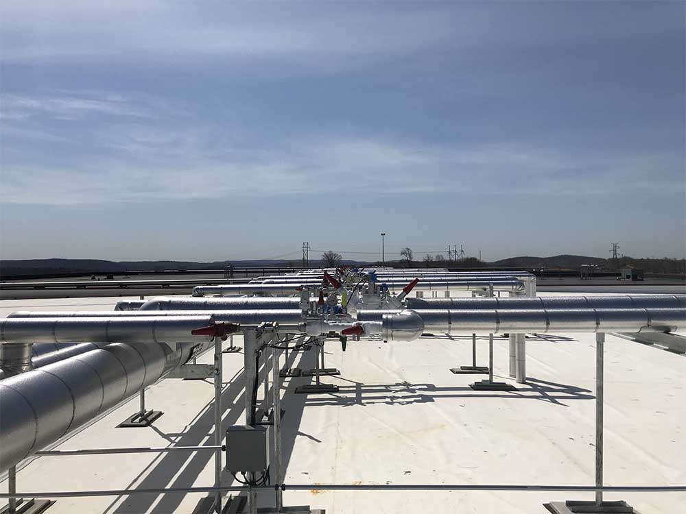 Refrigeration piping on roof