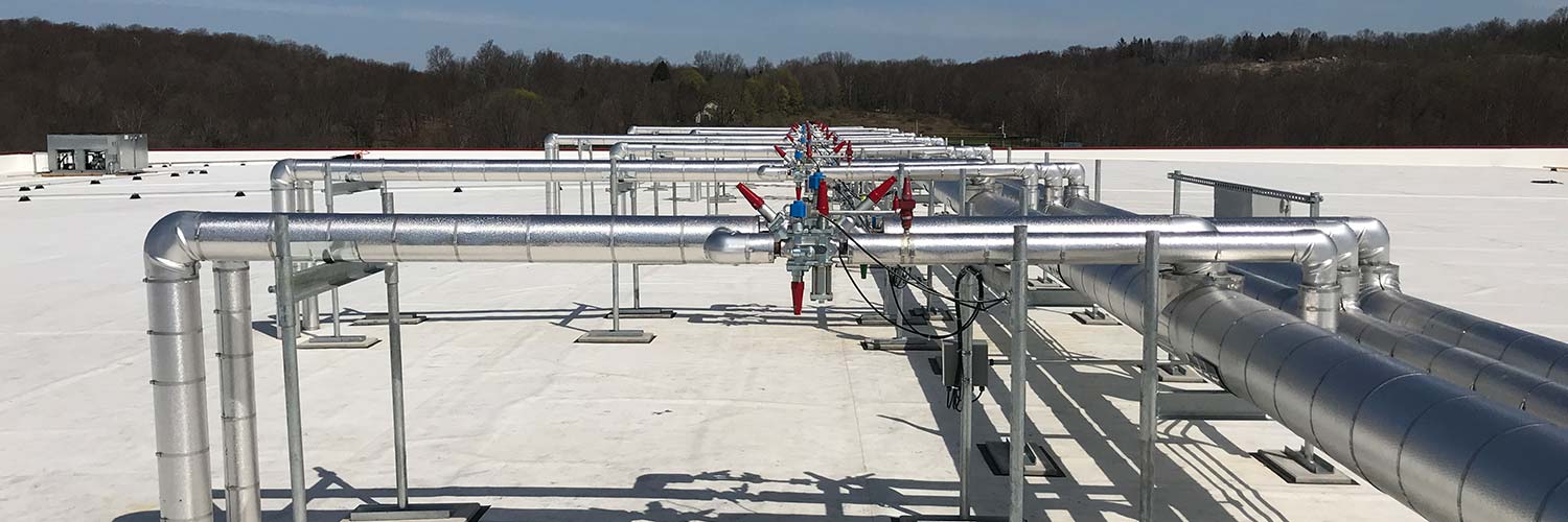 Refrigeration pipes on roof